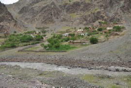 Afghan village along the Panj river